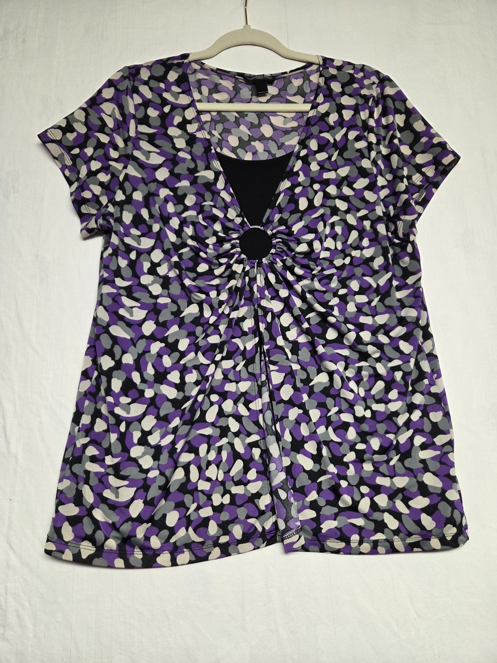 Blooming Rose Woman Purple Abstract Purple Abstract Print Knot-Front Tunic Top